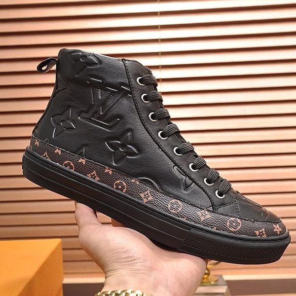 

drop ship stellar sneaker boot mens shoes lightweight vintage footwears casual lace -up high men shoes zapatillas hombre, Black