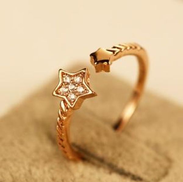 

высокого качество роза звезды кольца золота горного хрусталя для женщин разомкнутого кольца способа ювелирных изделий кольца перста r00062, Golden;silver