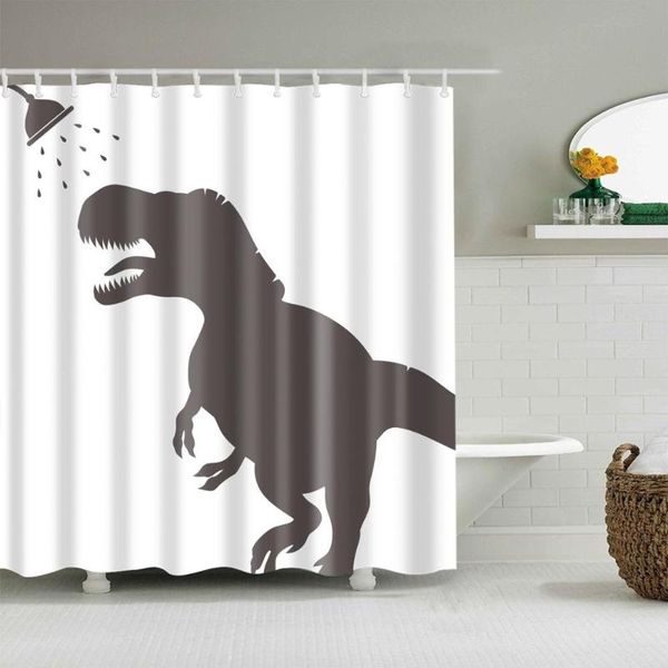 

cartoon dinosaur shower curtains waterproof polyester eco-friendly fabric with 12hooks for bathroom decoration150*180&180*180