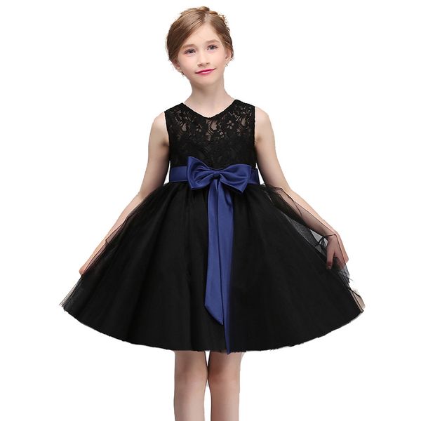 

2020 Beautiful Black Blue Flower Girl Dresses A Line Flower Lace Girls Pageant Dresses For Wedding Party First Communion Plus Size