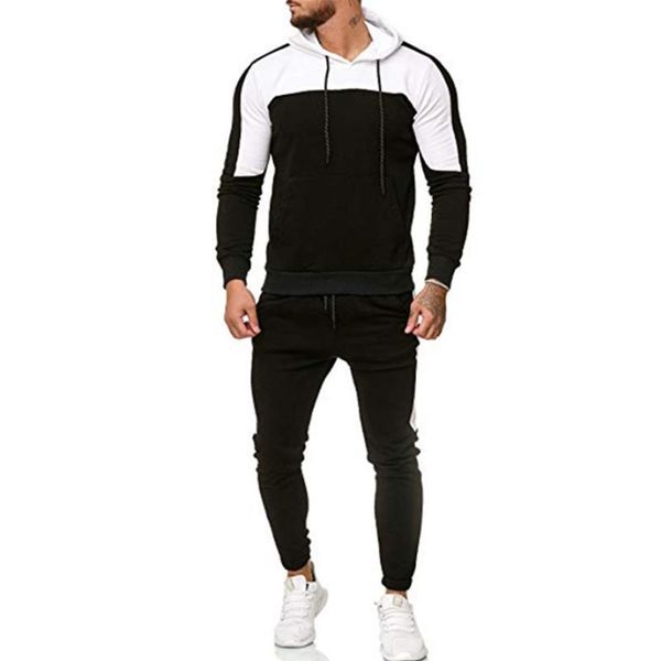 

men tracksuit designer panelled color suits casual long sleeve hooded long pants men s clothing, Gray