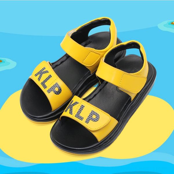 

2020 new children's genuine leather and boys' casual sandals soft bottom boys' sandals genuine leather, Black;red