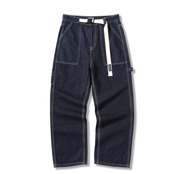 

men's jeans ewq / tide directly loose hip hop pants all-match denim for male 2021 spring fashion trousers 9y0092, Blue