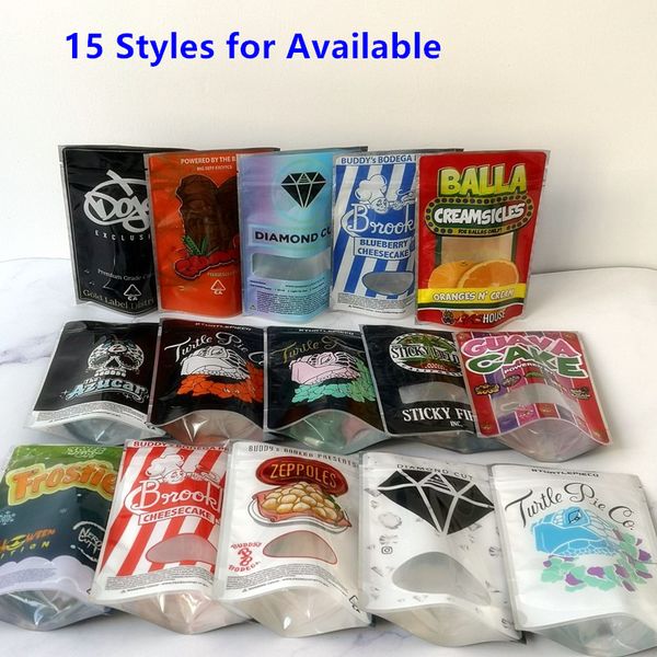 

15 mylar bags joke's up guava cake diamond cut zeppoles bnooklyn turtlepieco dry herb flower packaging