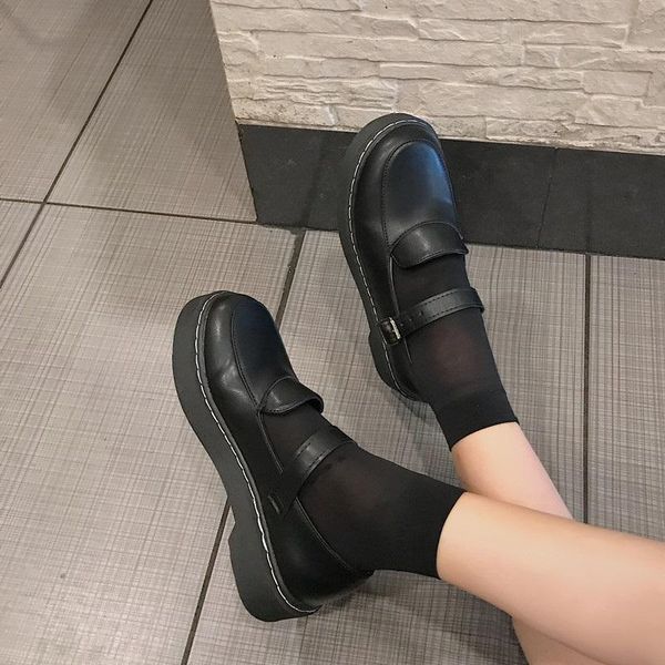 

2019 autumn fashion retro england small shoes korean version of the wild thick sole shoes student shoes, Black