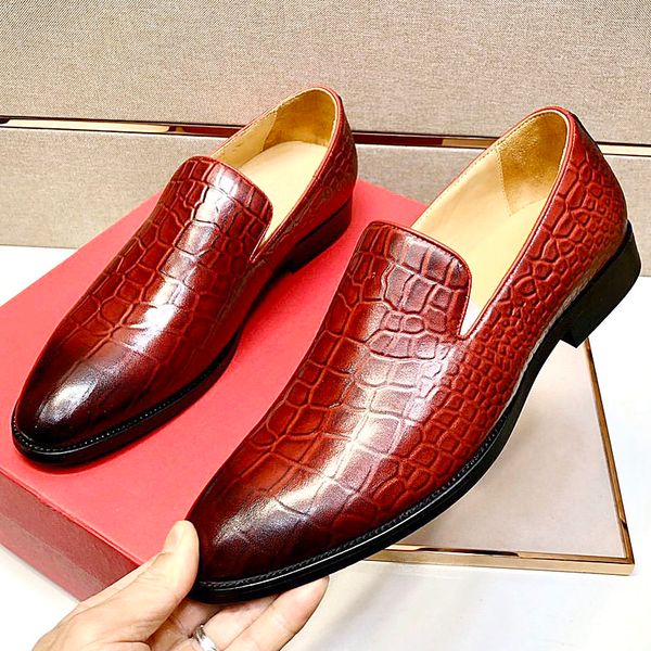 

new high-quality men's dress shoes, business formal embossed leather wedding shoes, social, suit dress shoes, with original box qwx, Black