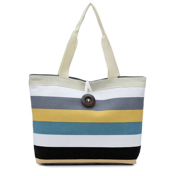 

2020 fashion canvas stripe women zipper handbag strap coffee shopping bag shoulder bag lady bags tote handbag