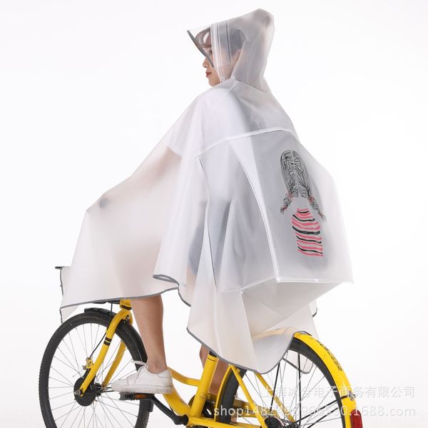 

yyoc8 raincoat single male cloak bicycle and female students bicycle cycling transparent riding poncho waterproof reflective backpack, Black