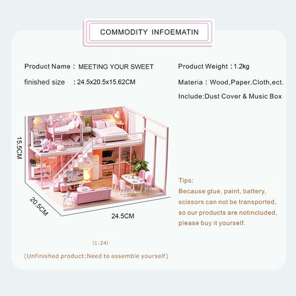 

cutebee diy dollhouse wooden houses miniature doll house furniture kit casa music led toys for children birthday gift y200414