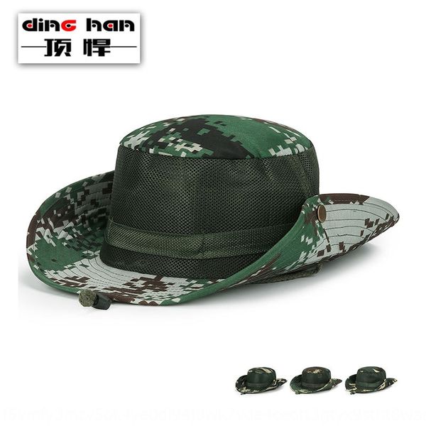 

summer sunscreen big edge camouflage fishing cap xia ri mao sunscreen cap men's outdoor jungle sun hat windproof rope climbing hat, Blue;gray