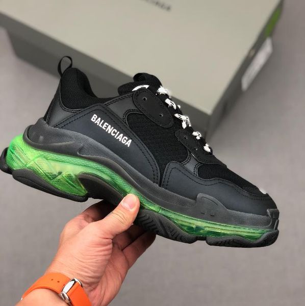 

17fw balÃ¨ncÃ¬aga triple s clear sole bottom paris mens designer sneakers vintage dad platform women luxury sports shoes casual trainers, Black