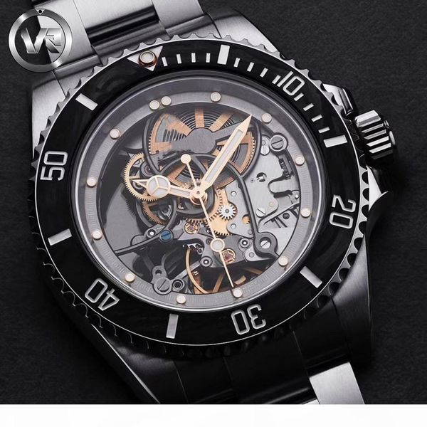 

vr factory production rm027, 116610 prototype carbon fiber ring with fully dismantled dial and 3130 movement board full hollow diver, Slivery;brown