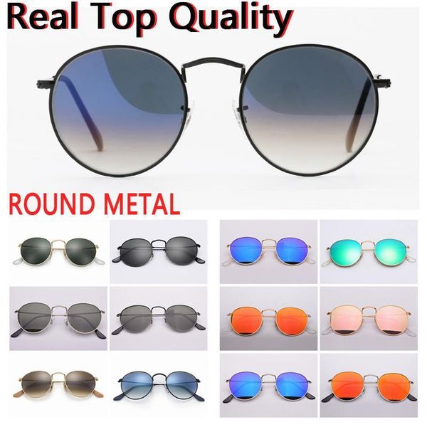 

designer sunglasses round metal sunglasses men women uv400 glass lenses sun glasses original leather case, cloth, box, accessories, White;black