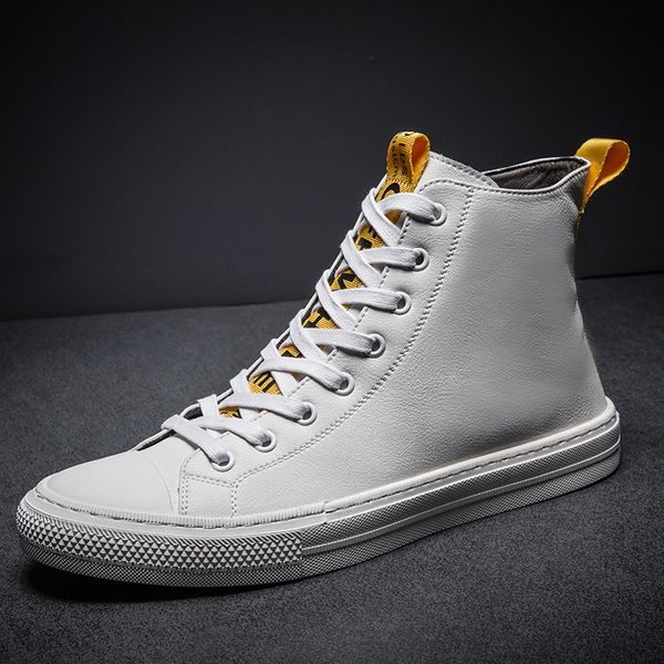 

ifrich new designer casual men sneakers high walking men footwear black leather casual shoes flats fashion sneakers