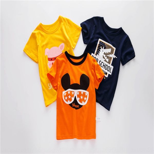 

snaem 2019 new summer clothes short-sleeved t-shirt for boys and tong chen shan children's girls cotton round collar boy t-shirt childr, Blue