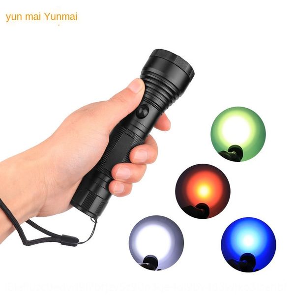 

new aluminum alloy xpe led flashlight four-color lighting multifunctional outdoor warning flashlight