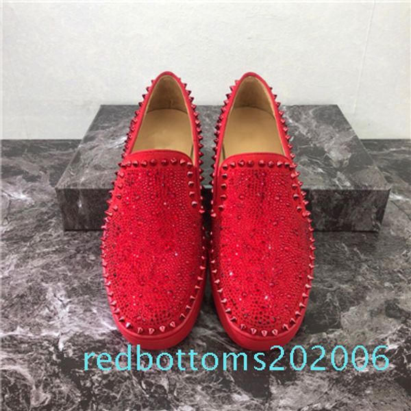 

2020 men women casual shoes designer red bottoms studded spikes fashion insider red leather low boots size34-48 t01, Black