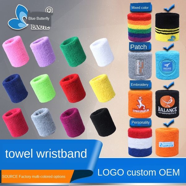 

41jhc sports cotton color wrist strapembroidered sweat-absorbing 8cm embroidery sports cotton color towel wrist strapembroidered wristband s, Black;red