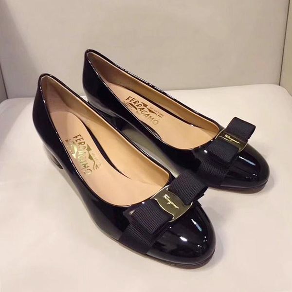 

plus size women dress shoes pumps round toe pumps 3 .5cm mid heels pump leather ladies shoes fashion zapatos mujer vara bow pump shoe luxury, Black