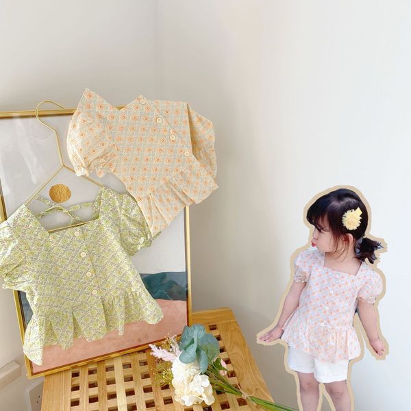 

k0h8p summer 2020 korean new clothing 2052 floral girl doll short tong chen shan tong chen shan jacket children's shirt sleeve children, White;black