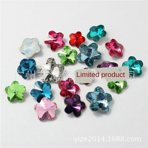 

ycjwx domestic k9 plum blossom special-shaped glass pointed bottom domestic k9 plum blossom special-shaped glass diy rhinestone accessories, Silver