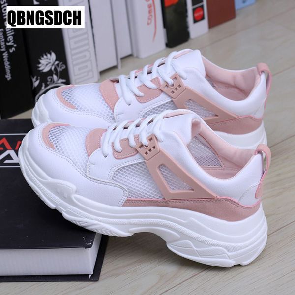 

women shoes new fashion high student flat shoes women mesh breathable platform sports zapatillas deportivas mujer, Black