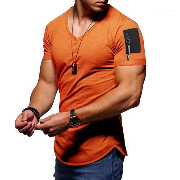

v-neck designer tshirts man summer short sleeve fashion teess men pullover slim casual mens zipper, White;black