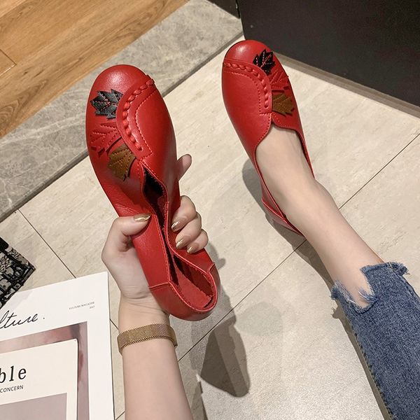 

women shoes loafers women flats moccasins shoes woman genuine leather flats slip on women's flat femmes sandales, Black
