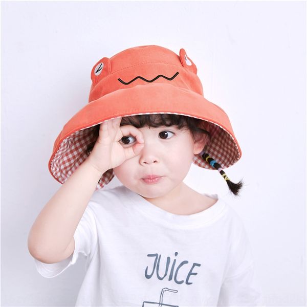 

children's empty sun bucket bucket women's summer new folding big eaves beach fisherman hat sun hat thin, Yellow