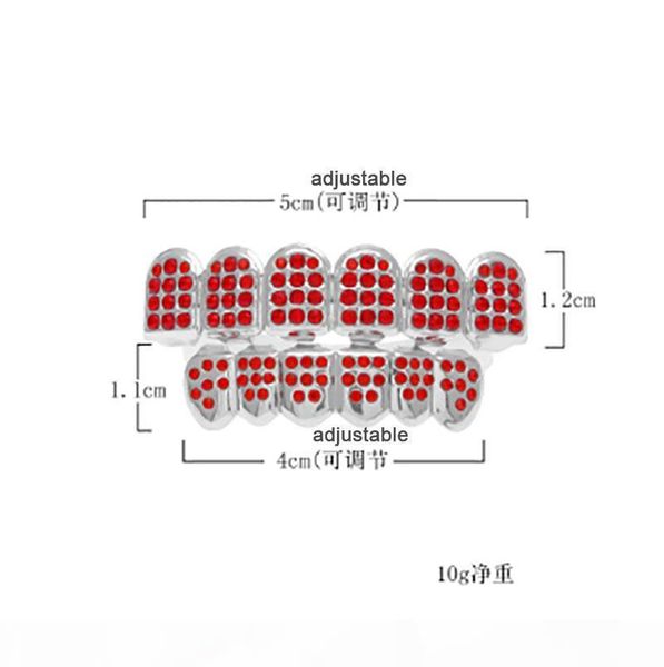 

r upper and bottom teeth mouth grillz set 14k gold plated cz bling bling teeth fangs grillz caps hip hop rapper custom fit ,manufacture, Black