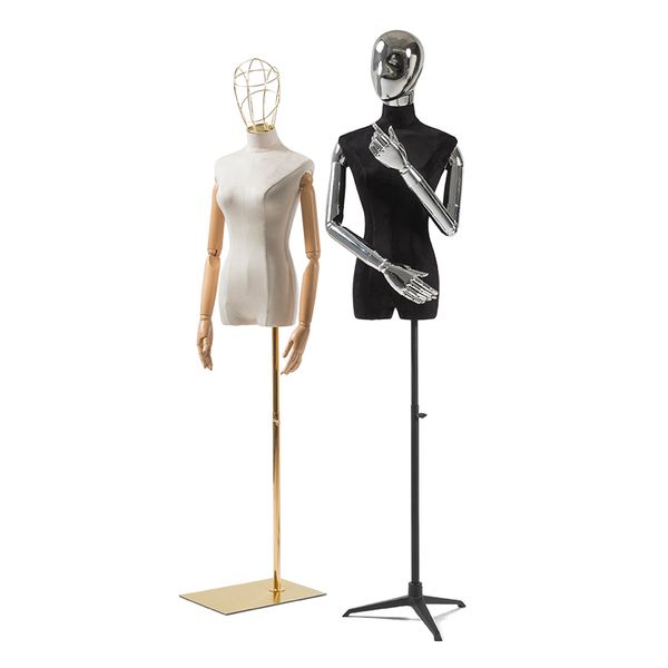 

high grade model women's suede display stand half dummy korea mannequin dressmaking sale, Khaki