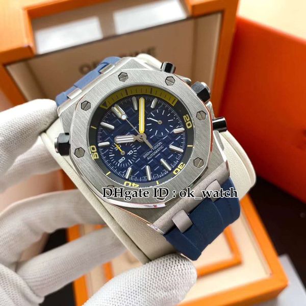 

new quartz chronograph mens watch 26703st.oo.a027ca.01 316l steel case blue dial blue rubber strap gents sport watches, Slivery;brown
