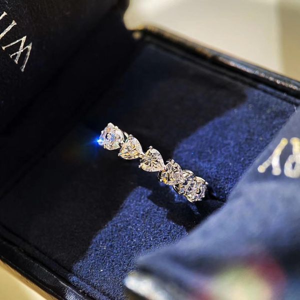 

luxury designer luxury ring heart full diamond ring s925 silver plated 18k gold diamond ring couple wedding accessories with gift box