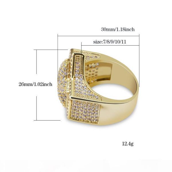 

f stereoscopic pentagram copper ring for men &women hip hop geometric micro -inlay rhinestone rings fashion jewelry accessories wholesa, Silver