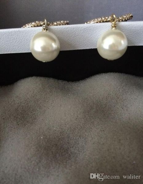 

newfashion earrings drop women pearl earrings accessories jewelry bead earrings with flannel bags for gift, Silver