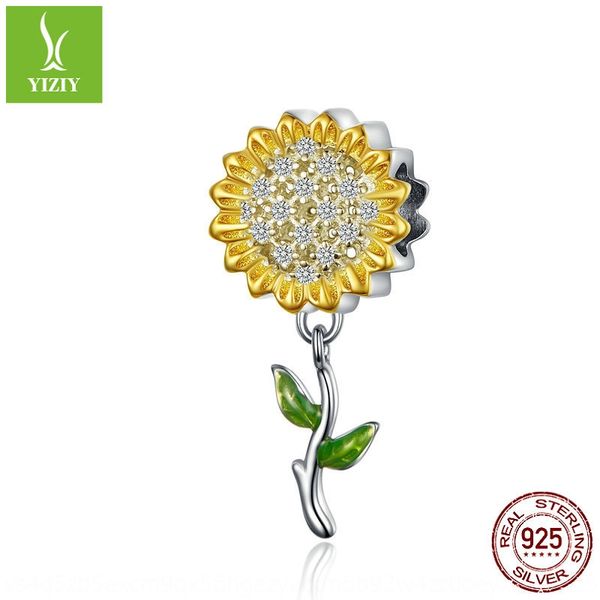 

diy pure silver sunflower platinum diy beads accessories beads plated fashion bracelet 925 silver accessories scc1211