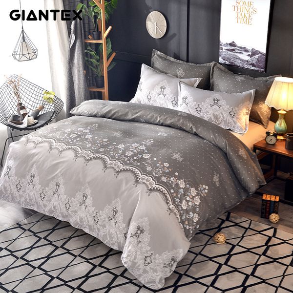 

giantex luxury lace bedding set classical simplicity plant flowers bed cover set quilt cover + pillowcases single  king