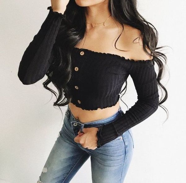 

womens summer off shoulder short shirt crop blouse jumper spandex vest button tank drop shipping good quality, White