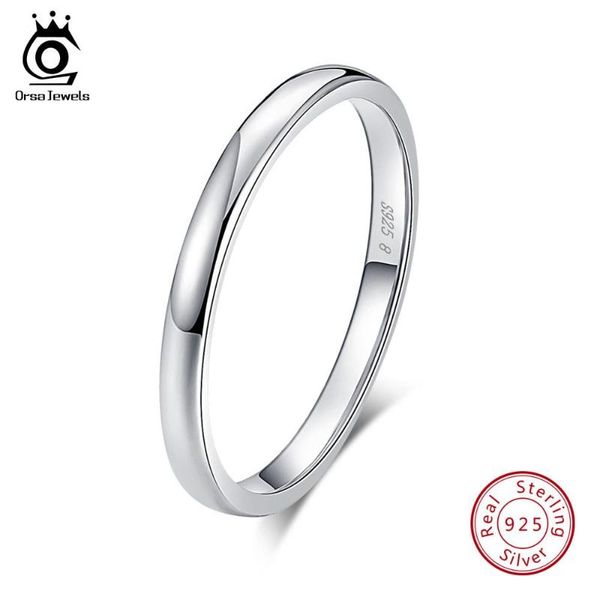 

orsa jewels genuine 925 sterling silver rings for men women couple rings wedding band finger ring female jewelry wholesale osr74, Golden;silver