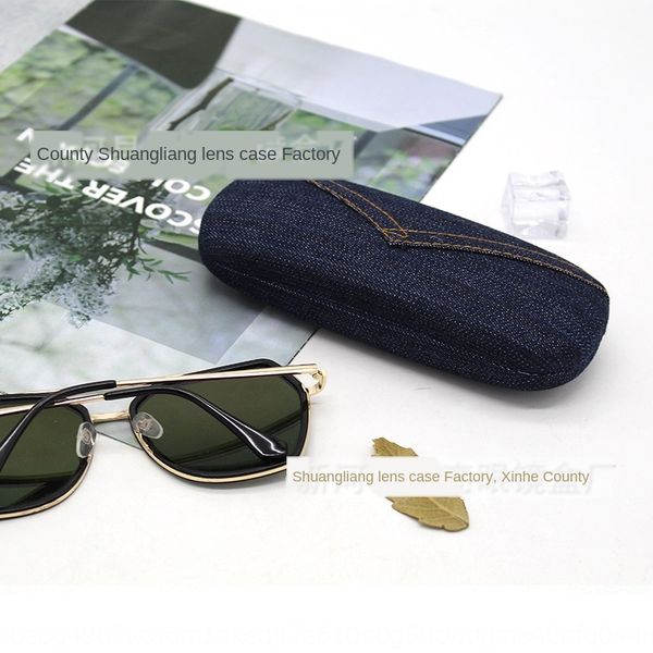 

denim cloth case case myopia fashion optical iron student party glasses storage box myopia glasses box, Blue
