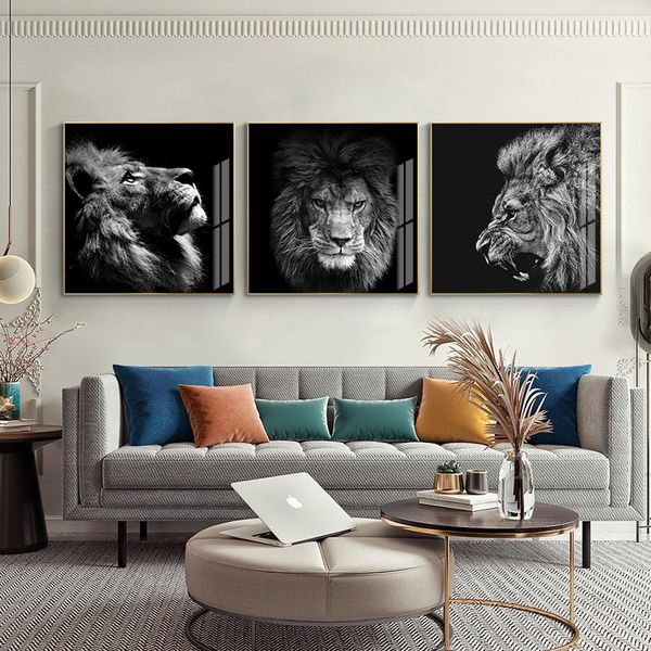 

modern animals black and white lions canvas art paintings wall art pictures for living room home decor (no frame