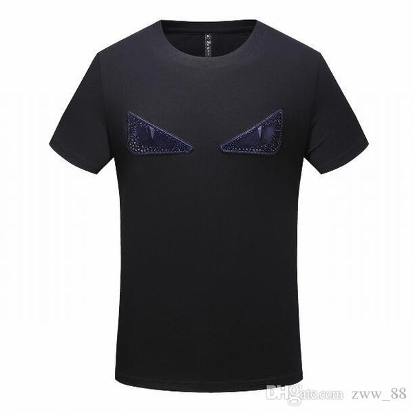

2019 summer new high-end eyes printing men's brand t-shirt fashion short sleeve cartoon fashion t shirt men's tees m-3xl, White;black