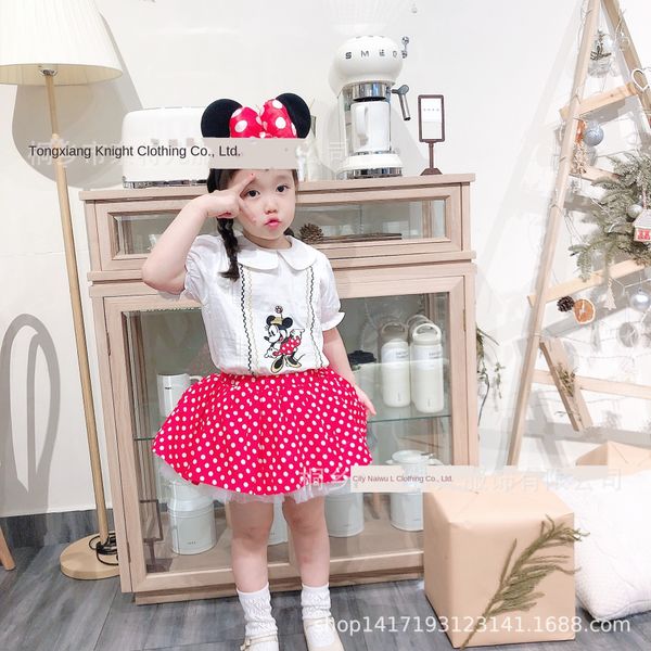 

summer 2020 cutedoll collar shirt polka dot doll short skirt tutu skirtskirt set, White;black