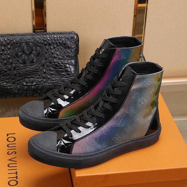 

fast delivery tattoo sneaker boot men shoes comfortable footwears high lace -up sports fashion men boots outdoor walking luxury sneakers, Black