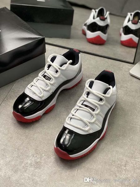 

est air authentic 11 low white bred basketball shoes 11s men black true red retro athletic sneakers with box av2187-160