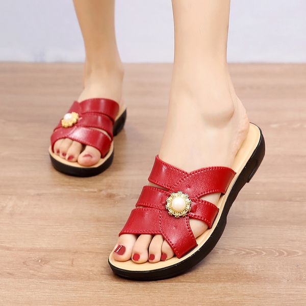 

h5ijj mom women's 2020 soft bottom slippers flip-flops casual flip-flops fashion middle-aged and elderly non-slip comfortable women&#03