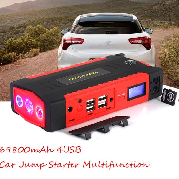 

69800mah 4usb car jump starter multifunction emergency charger battery power bank pack 12v starting device waterproof