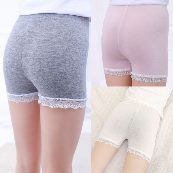 

girls' tight safety pants safety pants anti-exposure summer children's lace three-point shorts girls' modal leggings, Blue