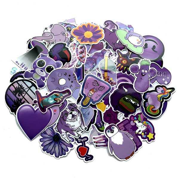 

5 sets=305pcs purple summer small fresh pvc sticker skateboard notebook car sticker