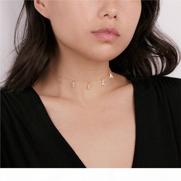 

lateefah персонализированные имя ожерелье пользовательские ожерелья цирконий имя письмо персонализированных ожерелье initial ювелирные издел, Silver